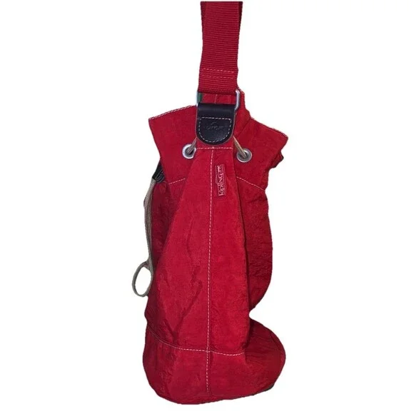 KIPLING VINTAGE Y2K RED Messenger Travel Cross Body W/ Monkey Fuzzy Key Chain - Picture 8 of 16